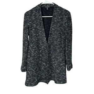 Eileen Fisher Petite Microtweed Open Front Cardigan Black Small